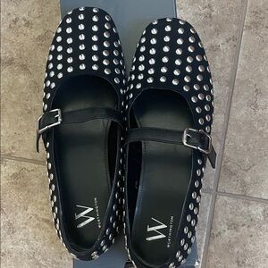 Worthington Black and Silver Studded Flats
